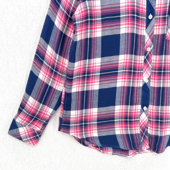 RAILS Hunter Plaid Shirt Womens Small Blue Pink Long Sleeve Button Up Azure Pink - Picture 10 of 16